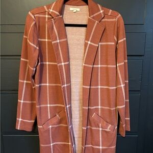 Maurices Rust and White Plaid Blazer